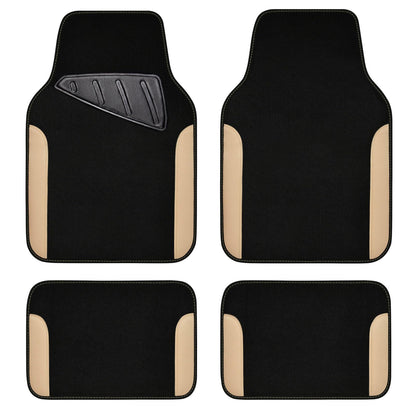 CAR PASS Rainbow Waterproof Universal Fit Faux Leather Car Carpet- Anti-Slip Nibbed Backing Floor Mats for SUV, Vans,Sedans,Trucks, Automotive Set of 4 for Women (Black with Red)