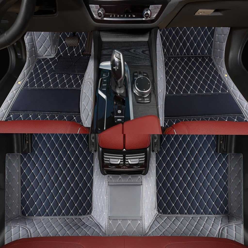 Custom Personalized Floor Mats for Cars，Luxury Full Coverage All Weather Car Floor Mats，Anti-Slip Leather Car Mat Set ，Custom Floor Mats for 99% of Cars, Trucks & SUVs (Pure Black)