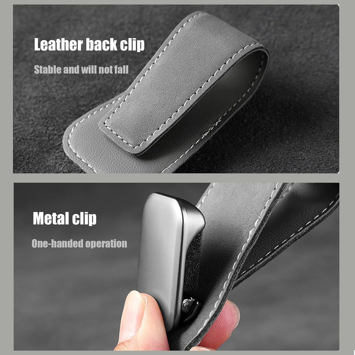 Suede Car Visor Sunglass Holder for Porsche 718 911 991 992 996 997 Boxster Cayman Carrera Taycan, Metal Clip Organizer Eyewear Holder Car Accessories for Sunglasses,Black