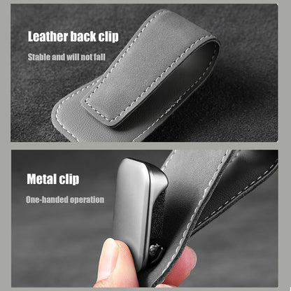Suede Car Visor Sunglass Holder for Porsche 718 911 991 992 996 997 Boxster Cayman Carrera Taycan, Metal Clip Organizer Eyewear Holder Car Accessories for Sunglasses,Black