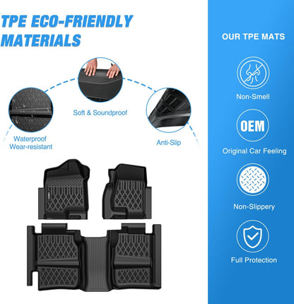 Nilight TPE Floor Mats for Chevy Silverado GMC Sierra Extended Cab