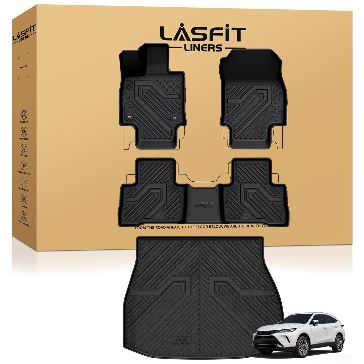 LASFIT Floor Mats for Toyota 4Runner 2013-2024 & for Lexus GX460 2014-2023