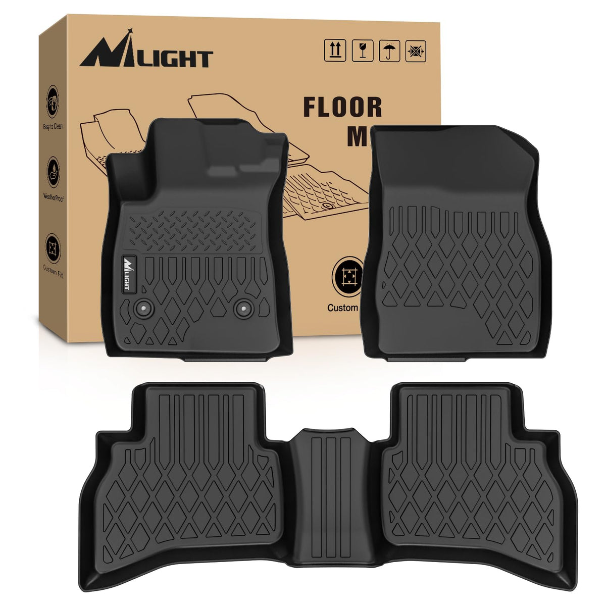 Nilight TPE Floor Mats for Chevy Silverado GMC Sierra Extended Cab