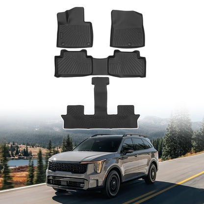 Powerty Floor Mats for 2019-2024 2025 Toyota RAV4 Accessories All Weather Floor Liner 3D TPO 1st & 2nd Row Floor Mat Heavy-Duty Floor Liners(FIT All Models)