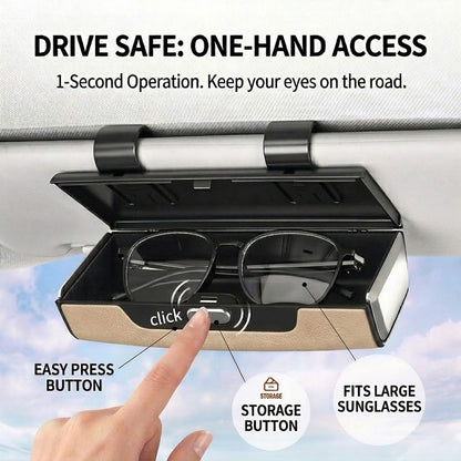 Car Eyeglasses Storage Case,Beige Anti-Scratch Sunglasses Holder