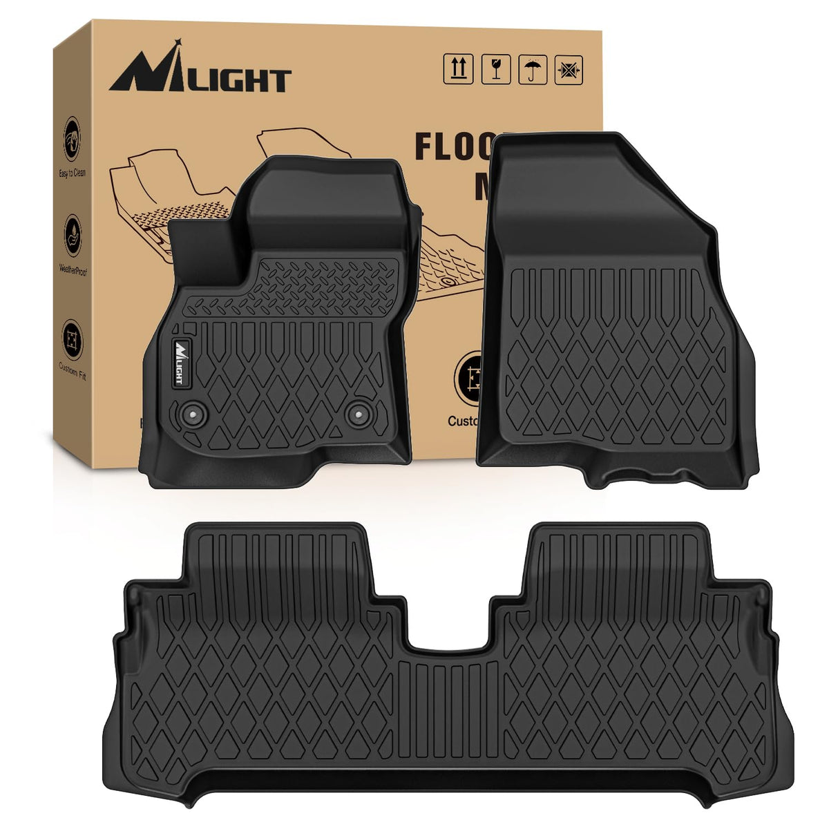 Nilight TPE Floor Mats for Chevy Silverado GMC Sierra Extended Cab