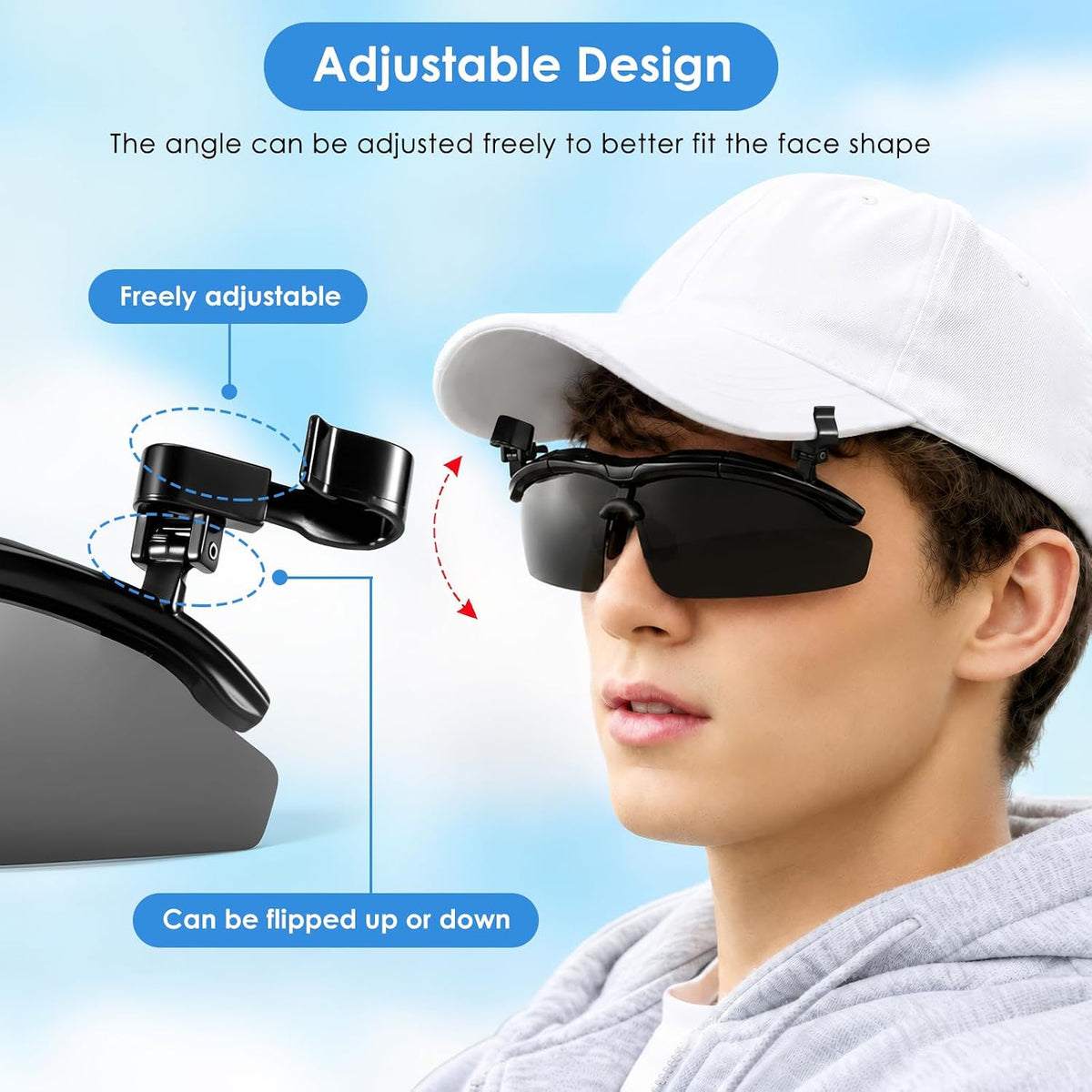 DEECOZY Outdoor Polarized Sunglasses, Fishing Cycling Traveling Flip Cover UV Protection Sunglasses That Can Clip on the Cap