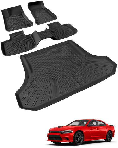 Car Floor Mats for Toyota Prius 2010-2015, 4PCS TPE Car Mats & Trunk Liner