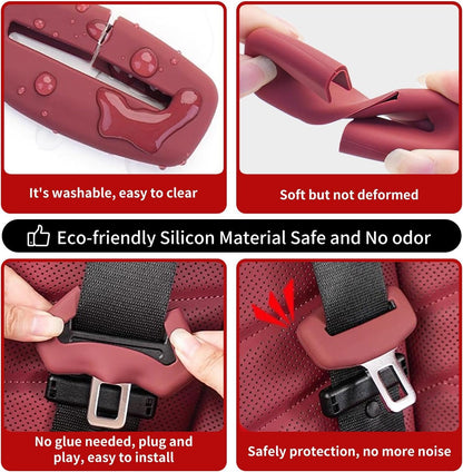5pcs Car Seat Belt Buckler Cover, Silicon Anti-Scratch Seatbelt Buckler Protector Silencer Clip Holster for BMW Accessories, Car Interior Accessories for Men and Women (5pcs Black)