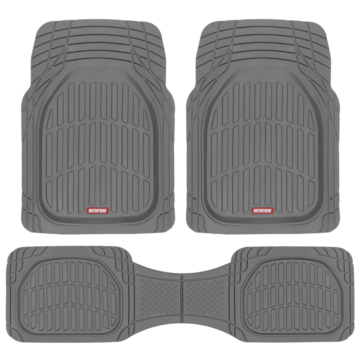 Motor Trend FlexTough Floor Mats for Cars, Black Deep Dish All-Weather Car Mats, Waterproof Trim-to Fit Automotive Floor Mats for Cars Trucks SUV, Universal Floor Liner Car Accessories