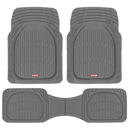 Motor Trend FlexTough LITE Rubber Car Mats Full Set - All Weather Floor Mats for Cars & SUVs - Automotive Waterproof Black Car Floor Mats for Cars Interior Accessories Universal Trim-to-Fit