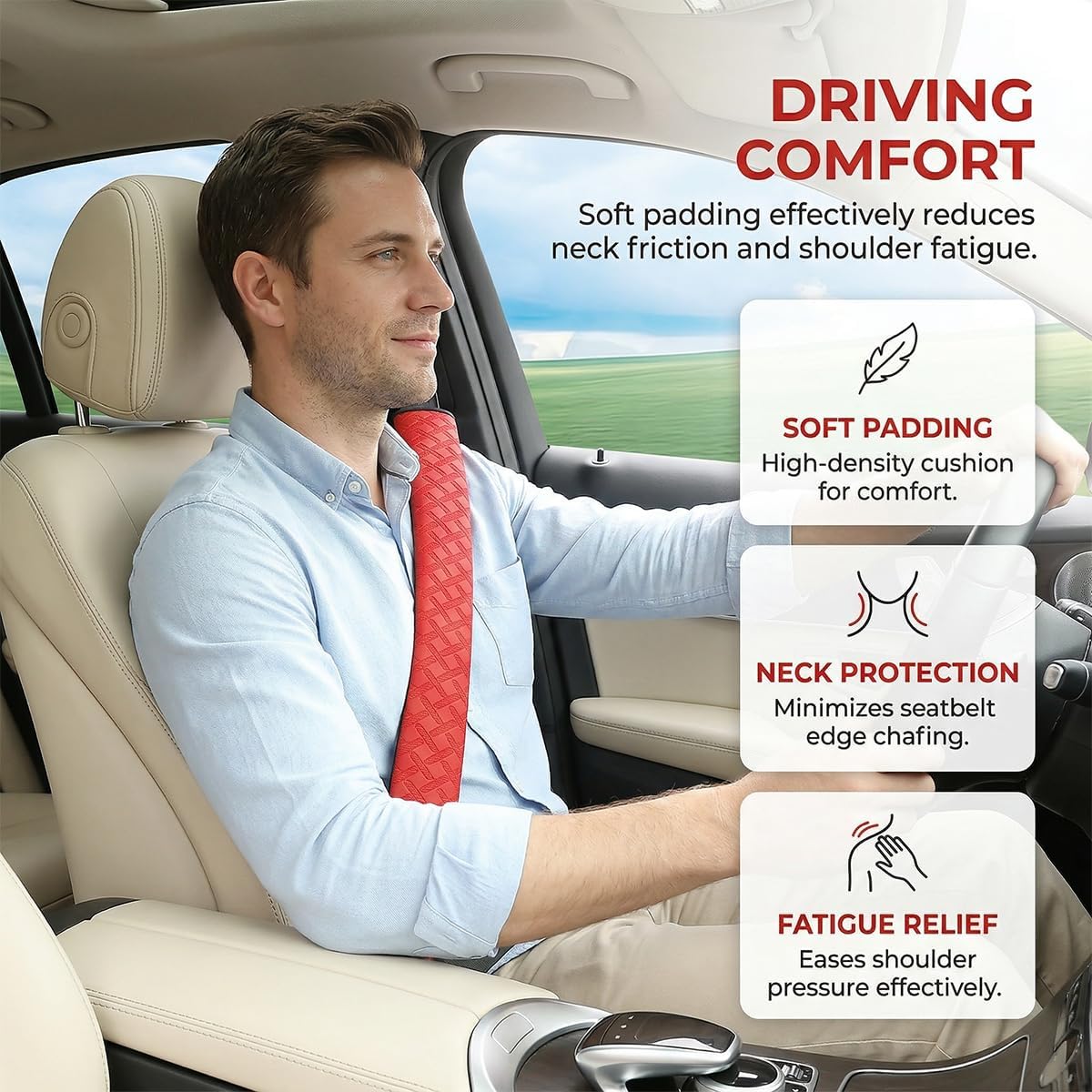 2PCS Car Seat Belt Cover Leather Shoulder Cushion Pad Pink