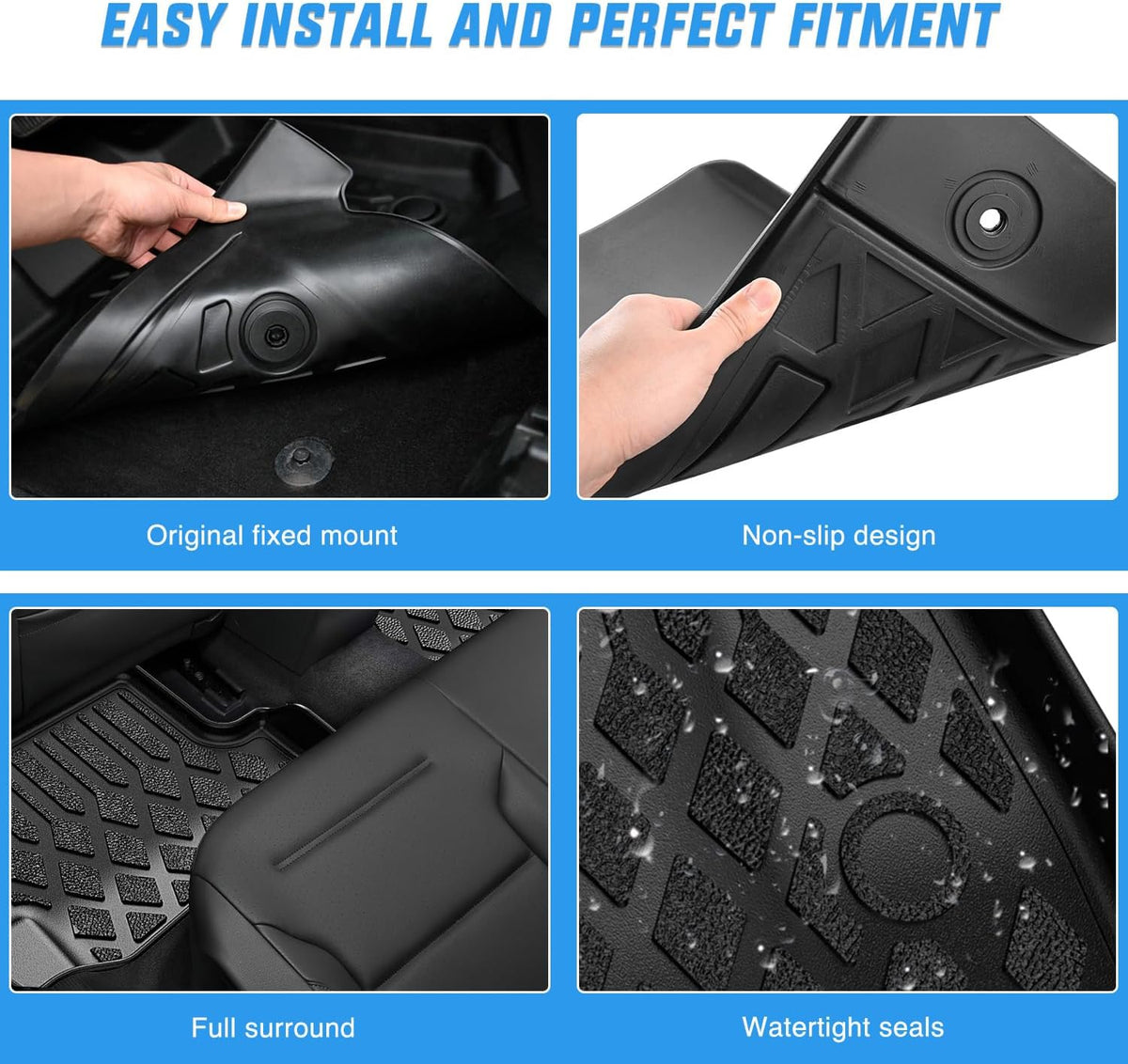 Nilight TPE Floor Mats for Chevy Silverado GMC Sierra Extended Cab
