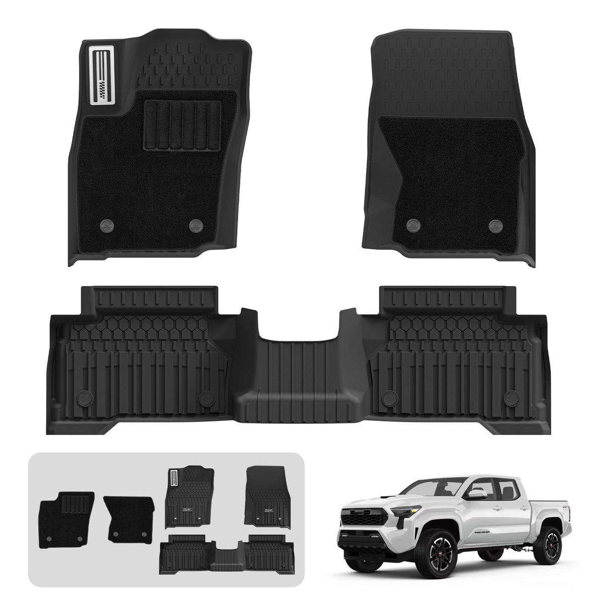 3W Floor Mats for Chevrolet Chevy Colorado/GMC Canyon Crew Cab 2023-2026