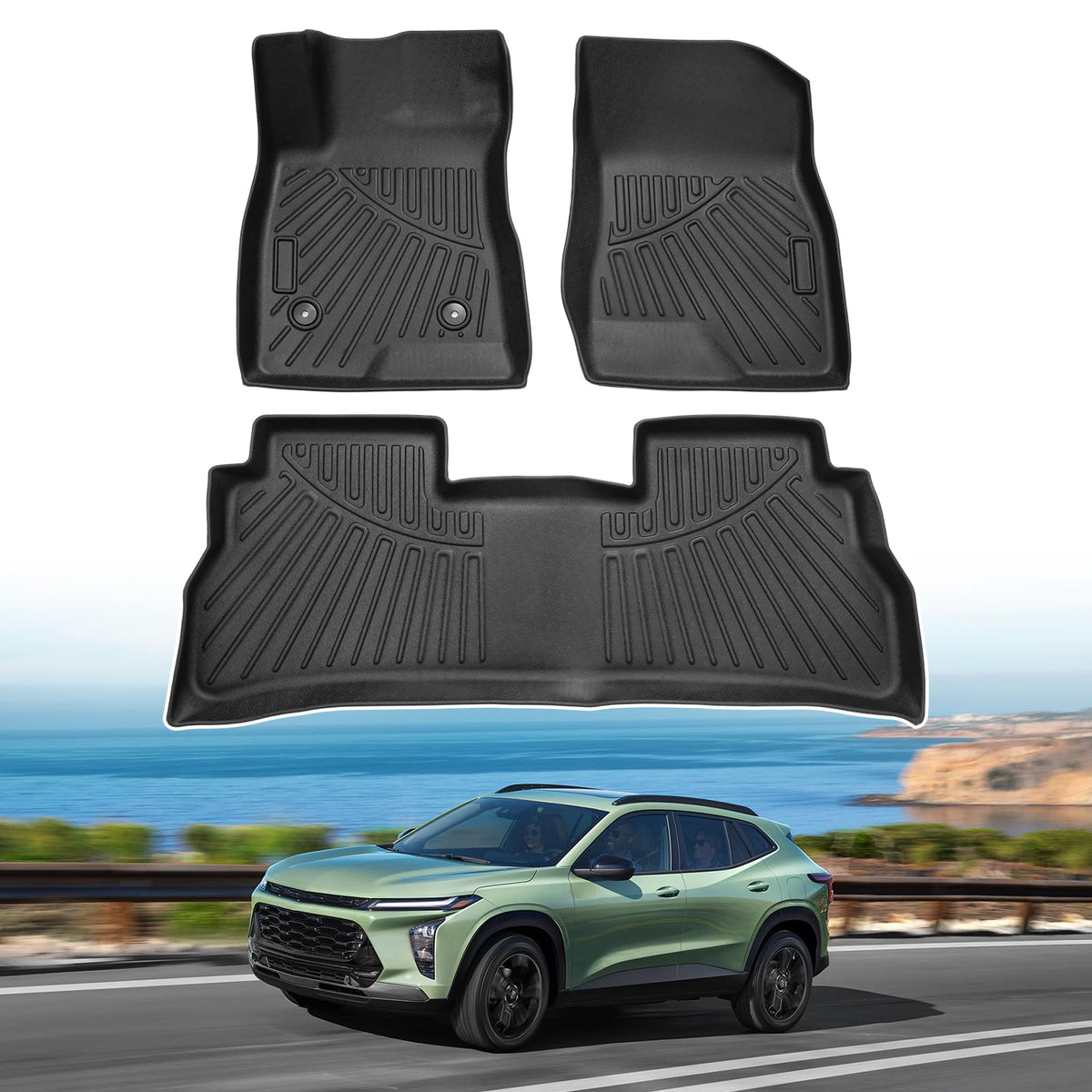Powerty Floor Mats for 2019-2024 2025 Toyota RAV4 Accessories All Weather Floor Liner 3D TPO 1st & 2nd Row Floor Mat Heavy-Duty Floor Liners(FIT All Models)