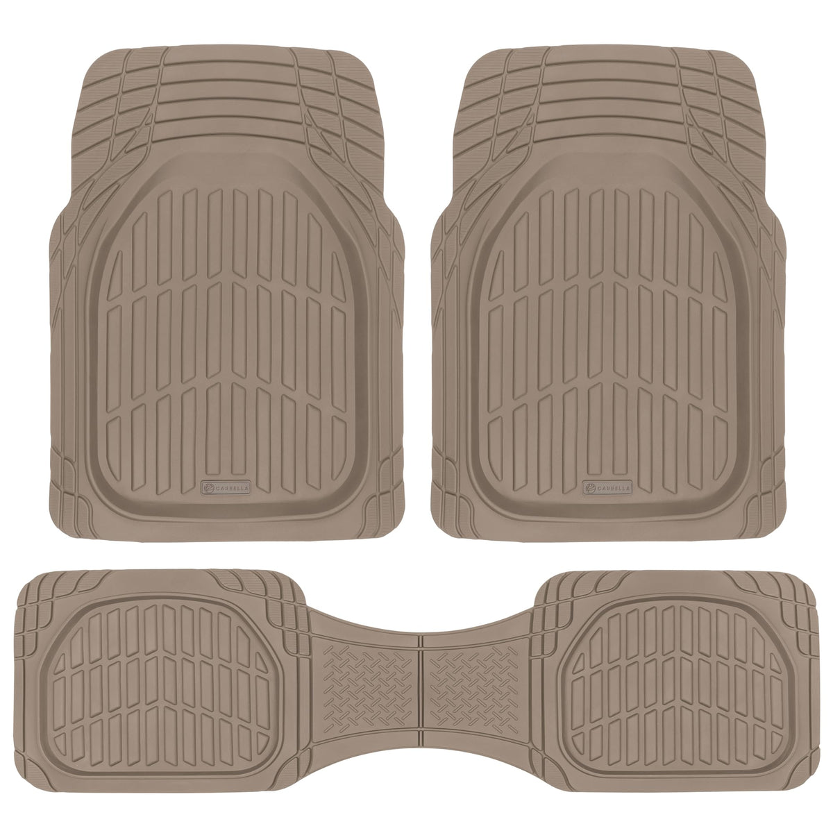 Carbella FlexTough LITE Rubber Car Mats Full Set - All Weather Floor Mats for Trucks, Cars & SUVs - Automotive Waterproof Blue Car Floor Mats for Cars Interior Accessories Universal Trim-to-Fit