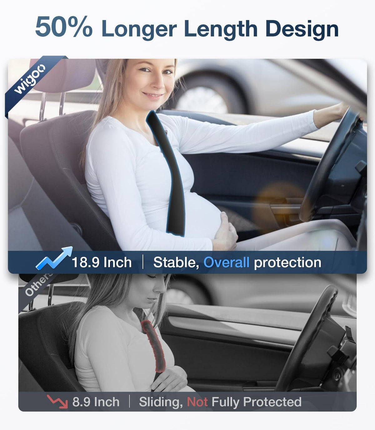 Wigoo Car Seat Belt Covers, Skin-Friendly Suede 2 Pack, 18.9 Inch, Black