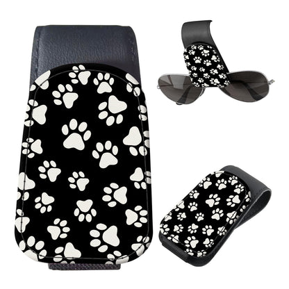 Sunglasses Holder for Car Visor, PU Leather Glasses Clip Organizer, Cute Magnetic Eyeglass Holder for Vehicle Sun Visor, Car Interior Accessory for Women & Men Tropical Neon Flowers