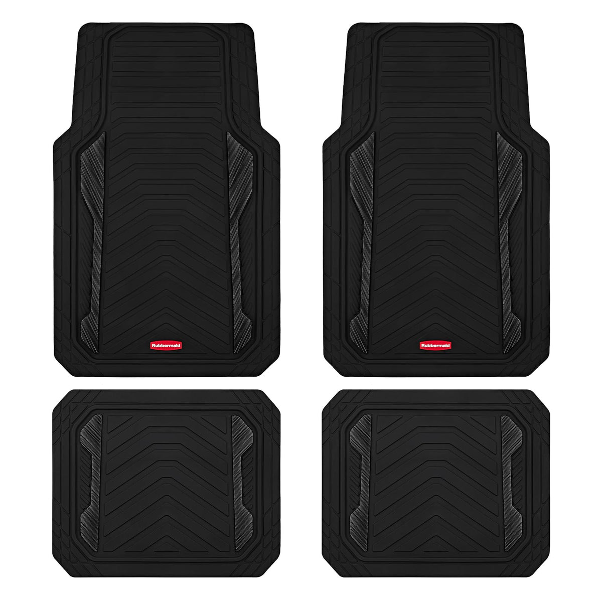 Rubbermaid Car Floor Mat, Heavy Duty All-Weather Car Mats Full Set with Dual-Tone Pink Aluminum Inserts – Universal Fit, Anti-Slip Backing, Trim-to-Fit for Most SUV, Sedan, Van