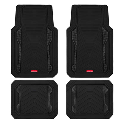 Rubbermaid Car Floor Mat, Heavy Duty All-Weather Car Mats Full Set with Dual-Tone Pink Aluminum Inserts – Universal Fit, Anti-Slip Backing, Trim-to-Fit for Most SUV, Sedan, Van