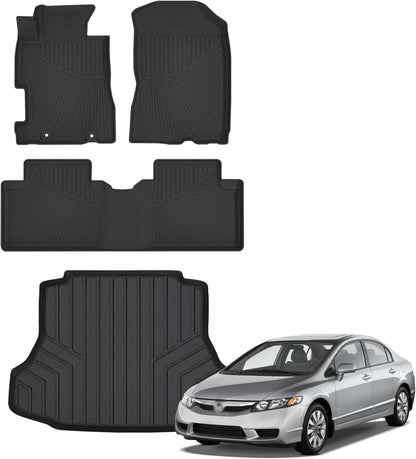 Floor Mats & Trunk Mat for Honda Civic Gas Sedan 2006-2011(Not for Coupe)