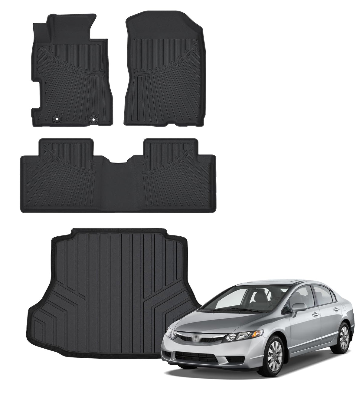 Floor Mats & Trunk Mat for Honda Civic Gas Sedan 2006-2011(Not for Coupe)