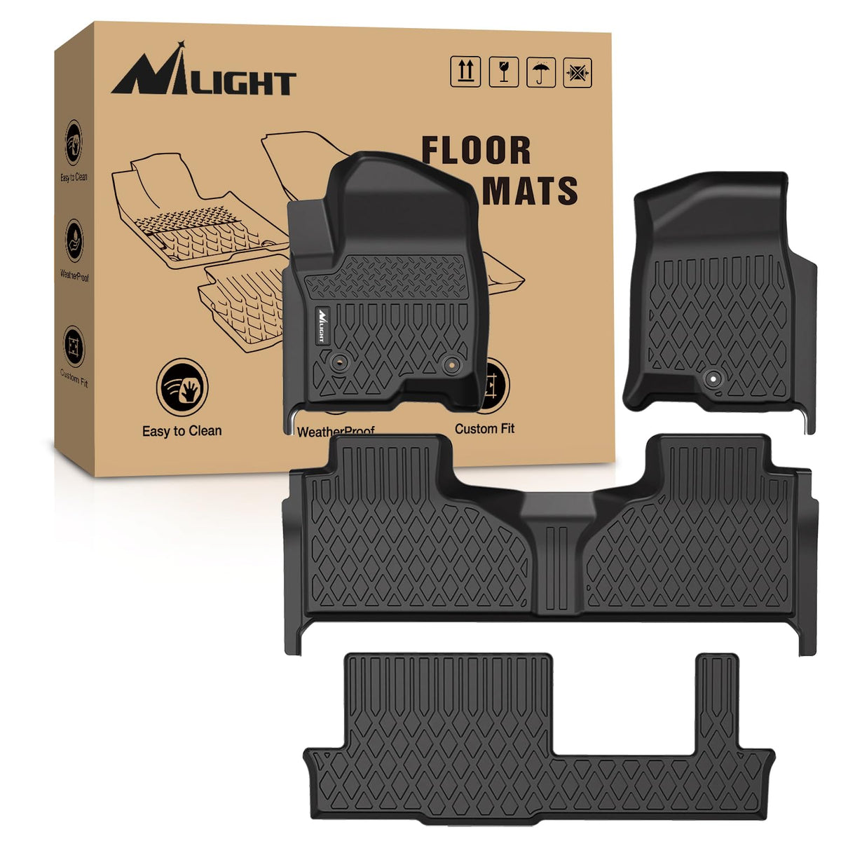 Nilight TPE Floor Mats for Chevy Silverado GMC Sierra Extended Cab