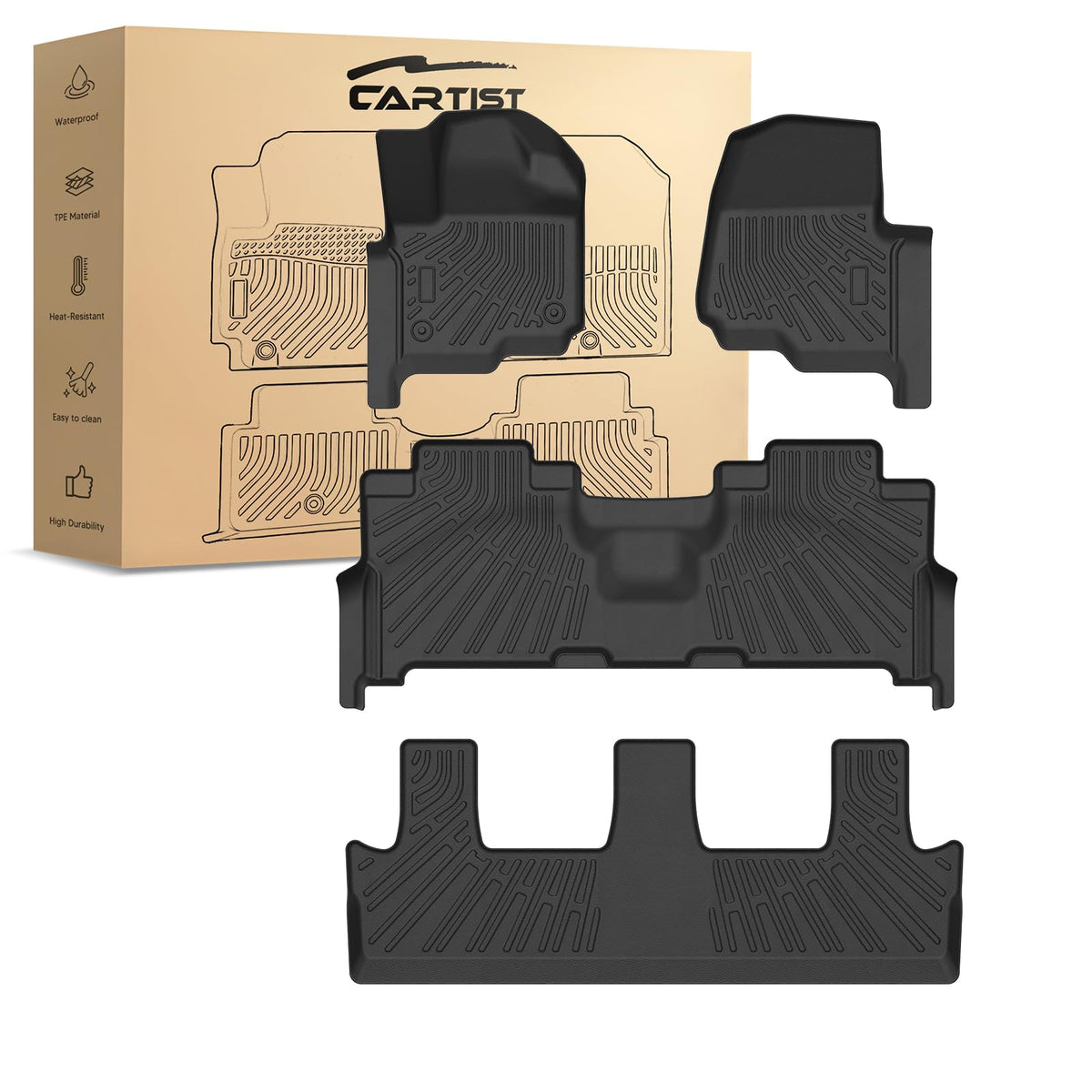 Cartist Floor Mats Fit for Honda HR-V HRV 2023 2024 2025 2026 (Include Hybrid) All Weather Floor Liners Front & 2nd Row Floor Mat for HRV Heavy Duty
