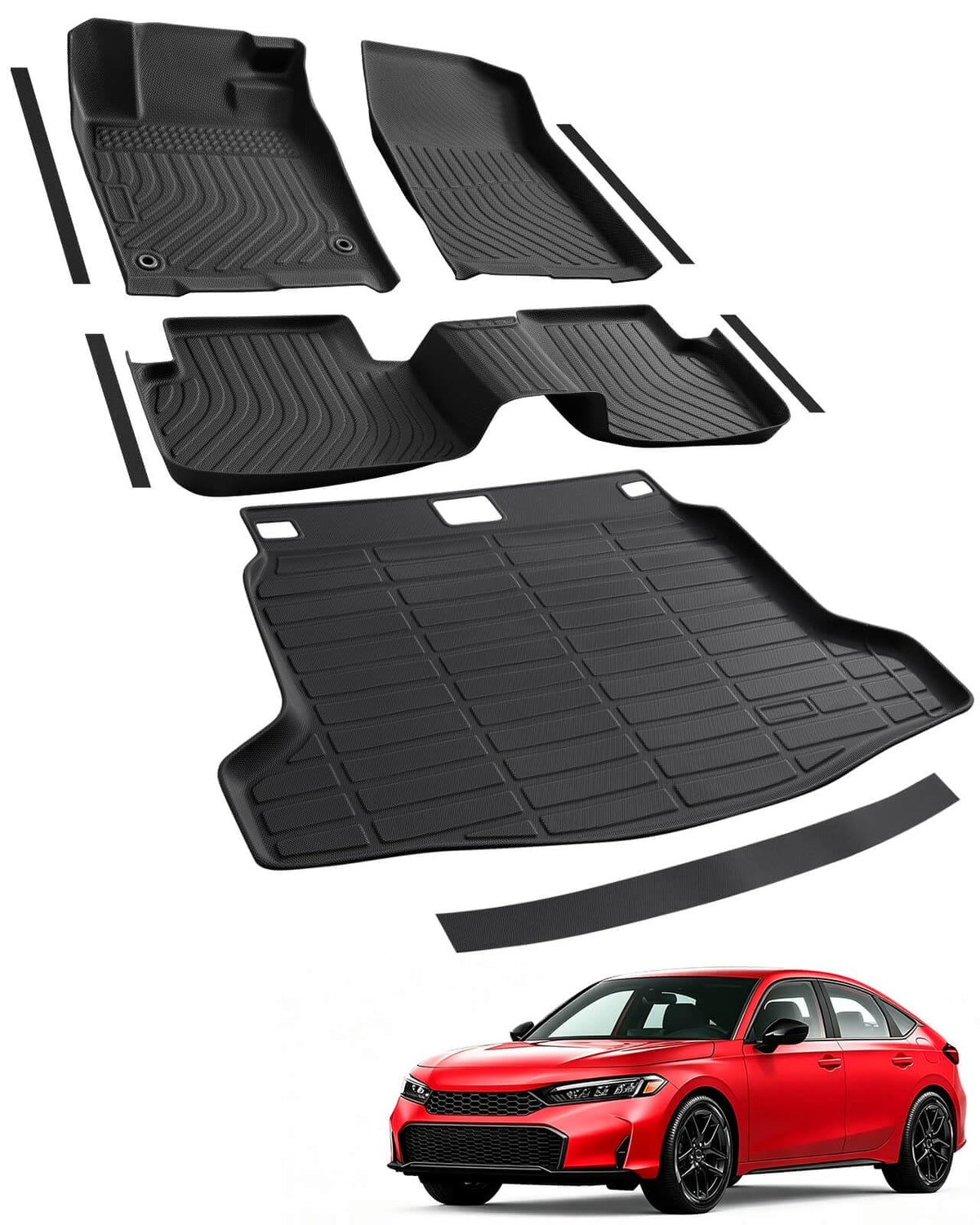 Car Floor Mats for Toyota Prius 2010-2015, 4PCS TPE Car Mats & Trunk Liner