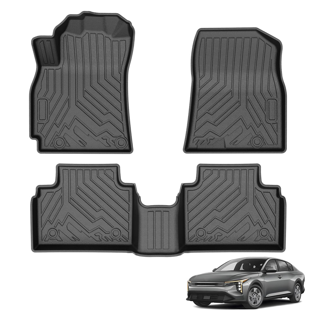 Powerty Floor Mats for 2019-2024 2025 Toyota RAV4 Accessories All Weather Floor Liner 3D TPO 1st & 2nd Row Floor Mat Heavy-Duty Floor Liners(FIT All Models)
