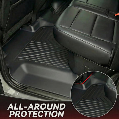 YITAMOTOR Floor Mats for 2019-2026 Chevrolet Silverado/GMC Sierra 1500 & 2020-2026 Chevy Silverado/GMC Sierra 2500HD/3500HD Crew Cab With Underseat Storage Box Bucket Seat, 1st & 2nd Row, Black