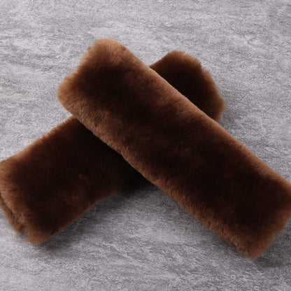 OGLAND 2 Pack Sheepskin Car Seat Belt Cover Pads | Wool Seatbelt Cushions