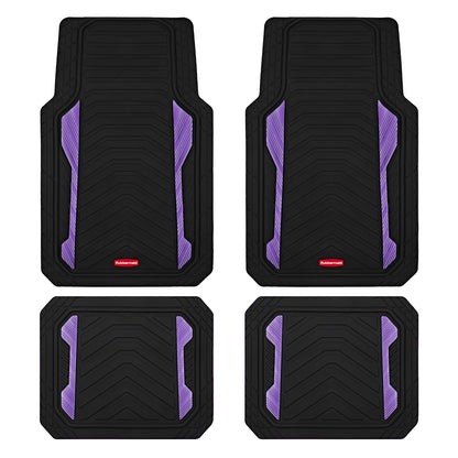 Rubbermaid Car Floor Mat, Heavy Duty All-Weather Car Mats Full Set with Dual-Tone Pink Aluminum Inserts – Universal Fit, Anti-Slip Backing, Trim-to-Fit for Most SUV, Sedan, Van