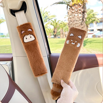 BoAn 2PCS Black Capybara Seat Belt Cover, Cute Soft Shoulder Pad for Adults
