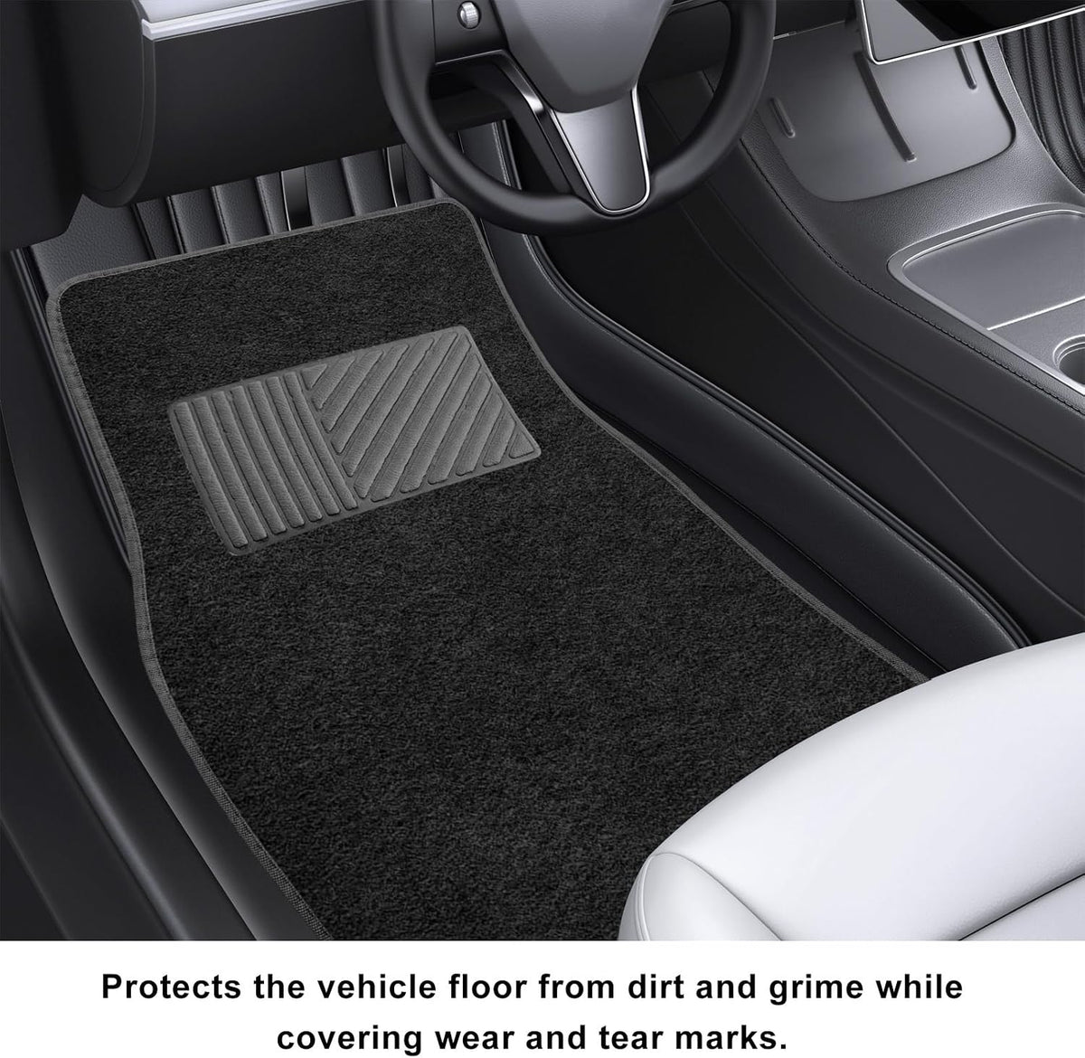 4 PCS Car Floor Mats, Anti-Slip Front & Rear Auto Carpet Pad for All Weather Protection, Waterproof Floor Mat Heavy Duty Protective Pad Universal for Cars Trucks SUVs (Black)