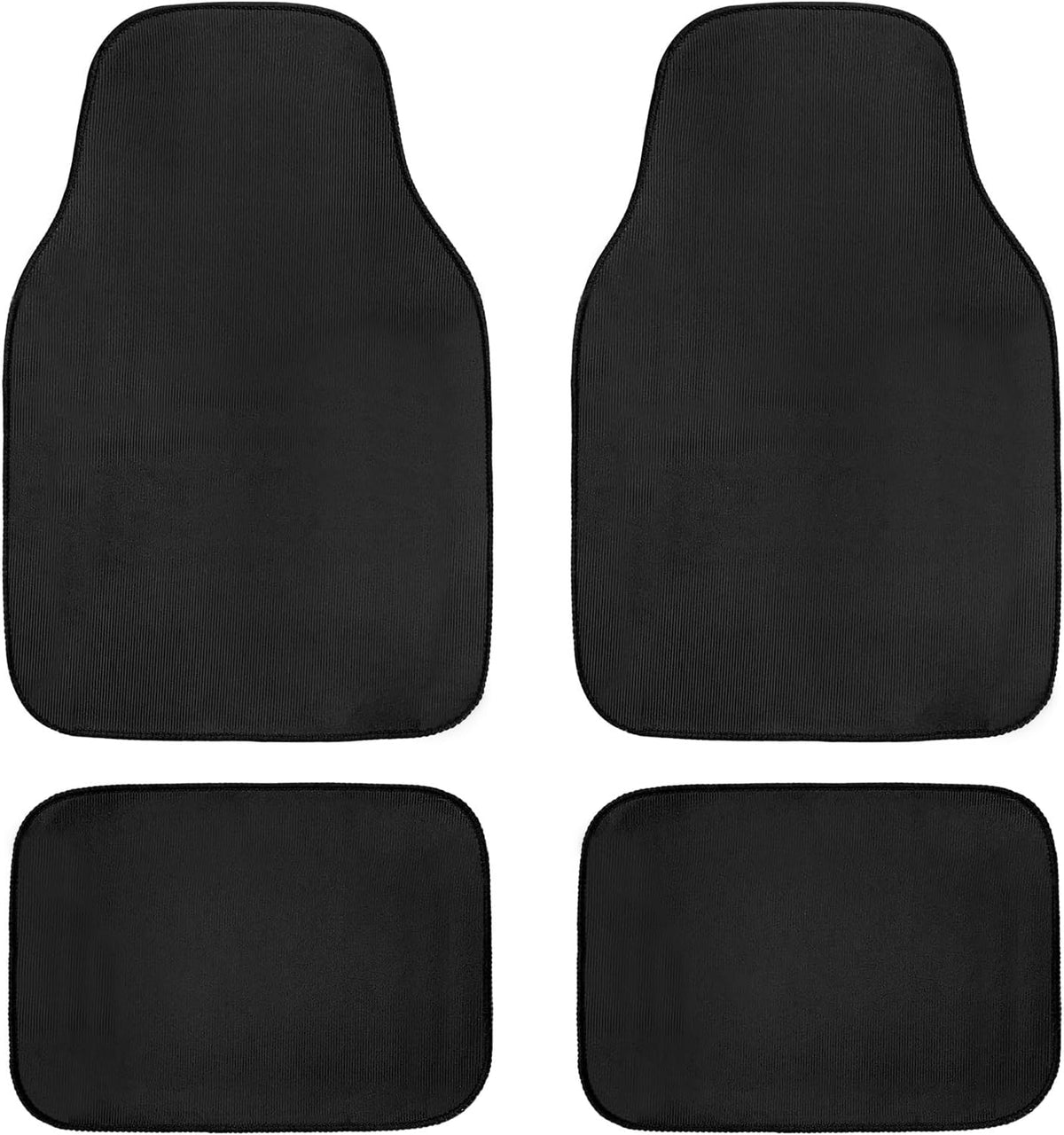 4 PCS Car Floor Mats, Waterproof Auto Rug Floor Pads Stylish Interior Accessories, Anti-Slip Front & Rear Carpet Mats Universal Protective Pads for Cars Trucks SUVs (Black)