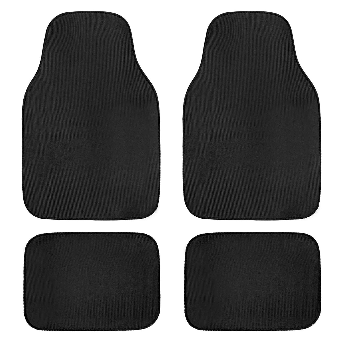 4 PCS Car Floor Mats, Waterproof Auto Rug Floor Pads Stylish Interior Accessories, Anti-Slip Front & Rear Carpet Mats Universal Protective Pads for Cars Trucks SUVs (Black)