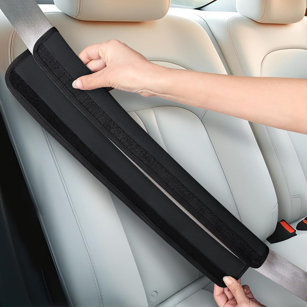 Waterproof Neoprene Car Seat Belt Cover, 19.5 Inch, Black, 1pc