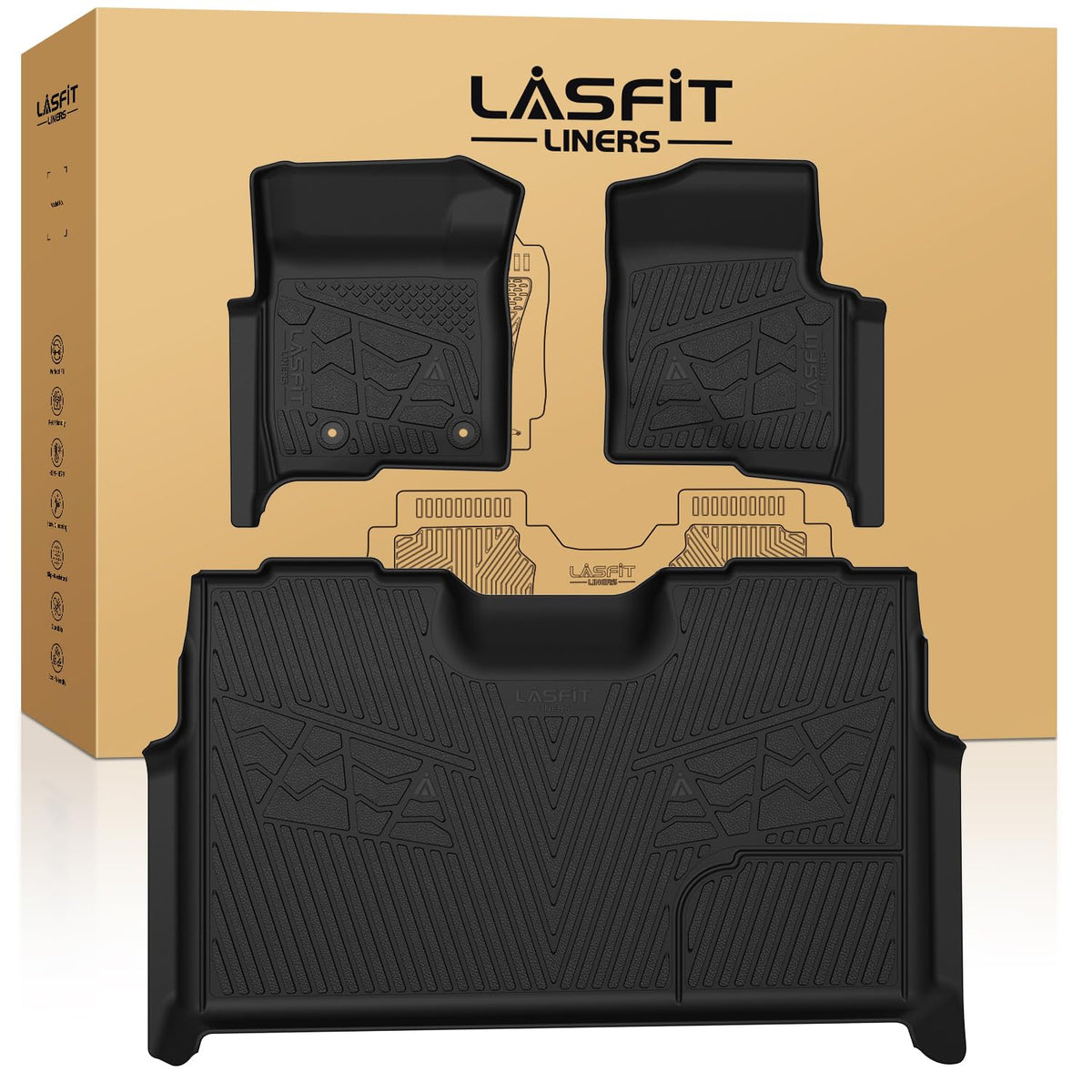 LASFIT Floor Mats for Ford F250 F350 F450 1999-2007 Crew Cab Carpet Floor