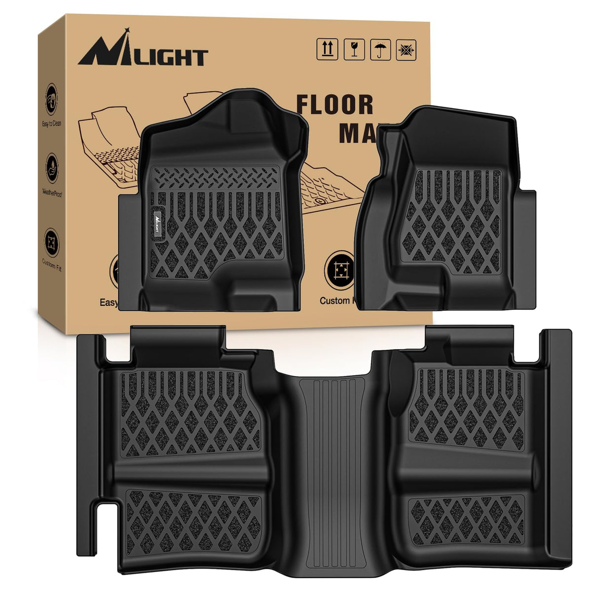Nilight TPE Floor Mats for Chevy Silverado GMC Sierra Extended Cab