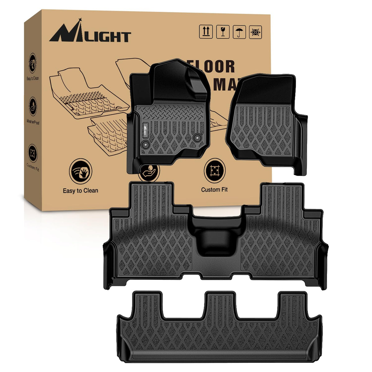 Nilight TPE Floor Mats for Ford F250 F350 F450 Super Duty Crew Cab