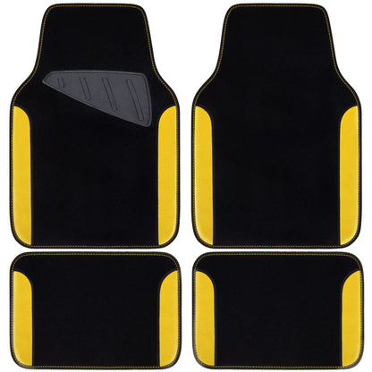 CAR PASS Beige Leather & Waterproof Car Carpet Floor Mats, Universal Car Mats Fit for SUV,Vans,sedans, Trucks,Set of 4pcs Car Carpet with Anti-Slip nibbs Driver Heel Pad (All Beige)