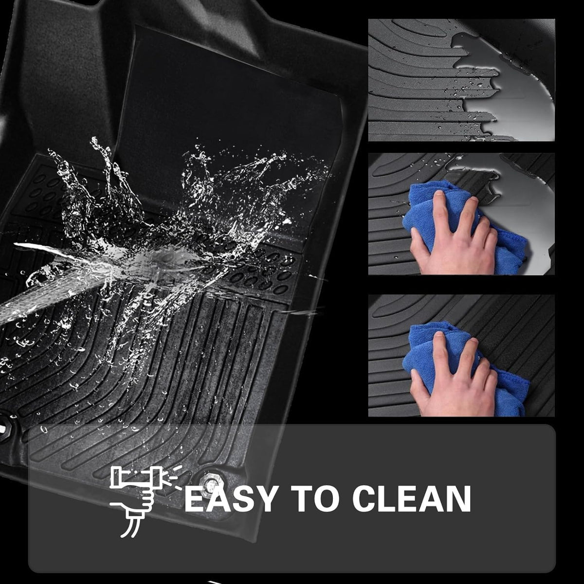 Car Floor Mats for 2012-2017 Chevy Equinox &GMC Terrain/Terrain Denali,All Weather TPE Full Set Includes 1st 2nd Row Front (for 12-17 Chevrolet Equinox/GMC Terrain/Denali)