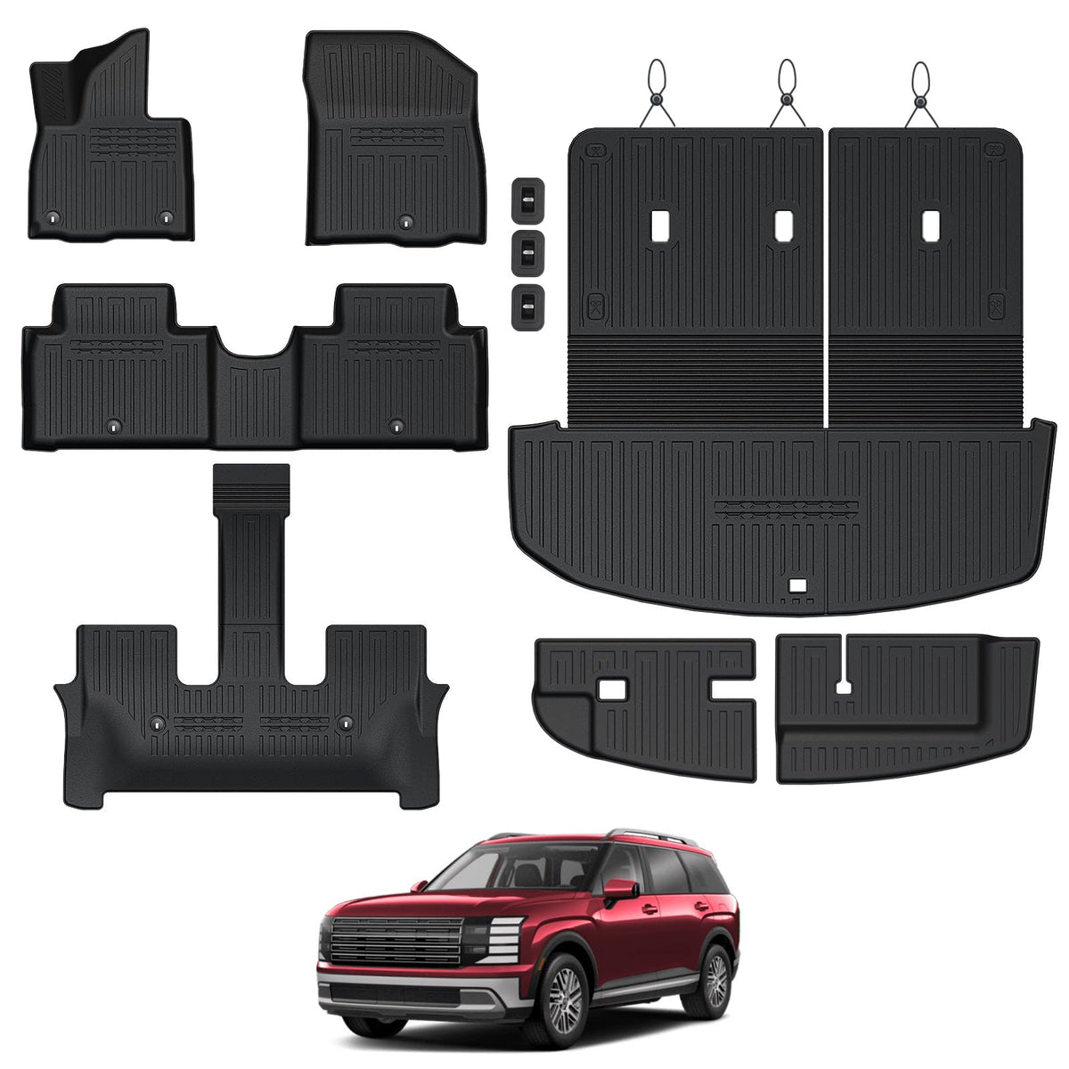 Floor Mats for 2024-2027 Hyundai Santa Fe 6/7-Seat Accessories
