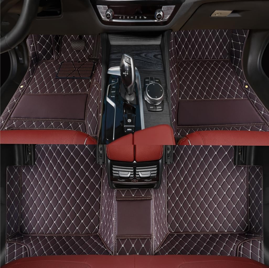 Custom Personalized Floor Mats for Cars，Luxury Full Coverage All Weather Car Floor Mats，Anti-Slip Leather Car Mat Set ，Custom Floor Mats for 99% of Cars, Trucks & SUVs (Pure Black)