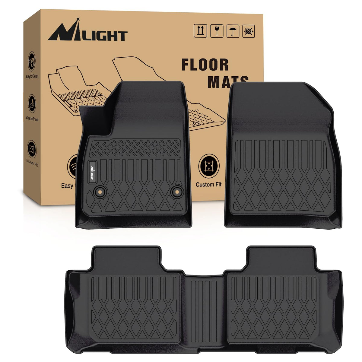 Nilight TPE Floor Mats for Chevy Silverado GMC Sierra Extended Cab