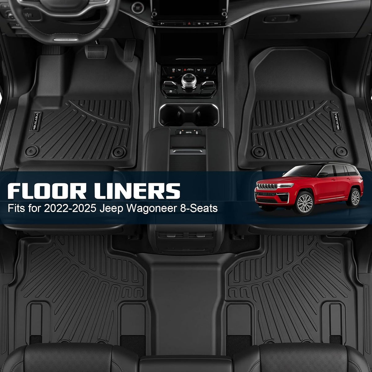Floor Mats & Cargo Liner for 2022-2026 Jeep Wagoneer 8 Passenger (Non L/S)