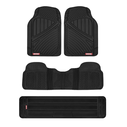 Motor Trend 3 Row Odorless Rubber Floor Mats & Liners for Car SUV Van, Durable Heavy Duty Polymerized Latex Full Interior Protection, Extra-High Ridgeline Design, Black, Model Number: MT-773-801-BK