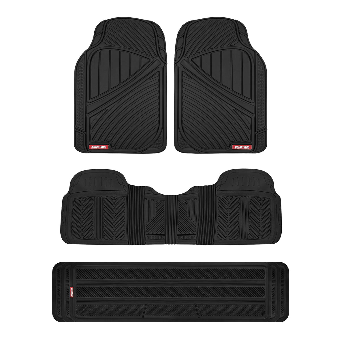 Motor Trend 3 Row Odorless Rubber Floor Mats & Liners for Car SUV Van, Durable Heavy Duty Polymerized Latex Full Interior Protection, Extra-High Ridgeline Design, Black, Model Number: MT-773-801-BK