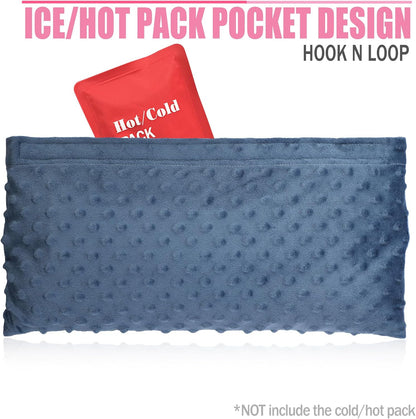 Hysterectomy Seatbelt Pillow for Post Surgery, Hysterectomy Recovery Must Have, Abdominal Pillows with Ice/Hot Pocket Tummy Tuck Cushions Seat Belt Padding Protectors, Minky Dot Denim Blue